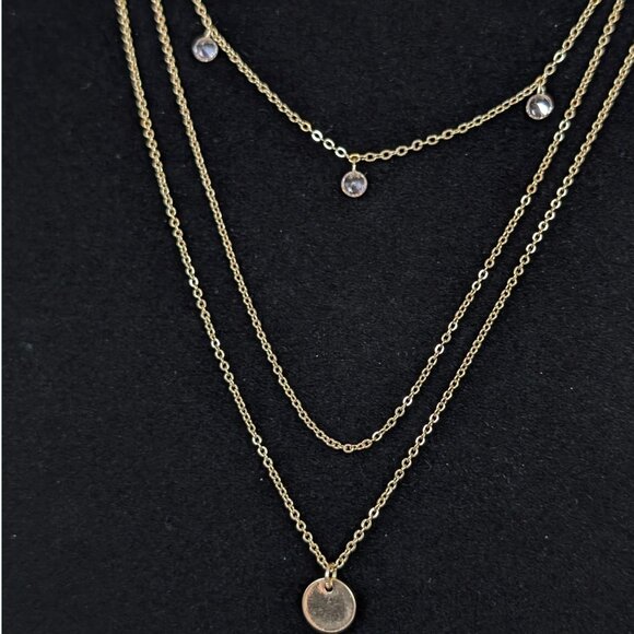Dainty 3-Strand Accented Chain Necklace - Picture 4 of 6